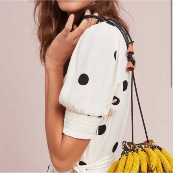 Anthropologie Maeve Breanna Faux Wrap Polka Dot Dress (8) - Picture 3 of 5